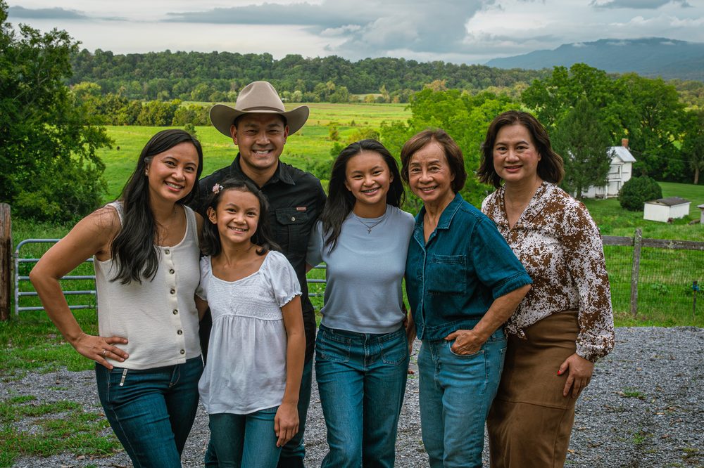Tim and Sophia Eng's family at their East Tennessee homestead