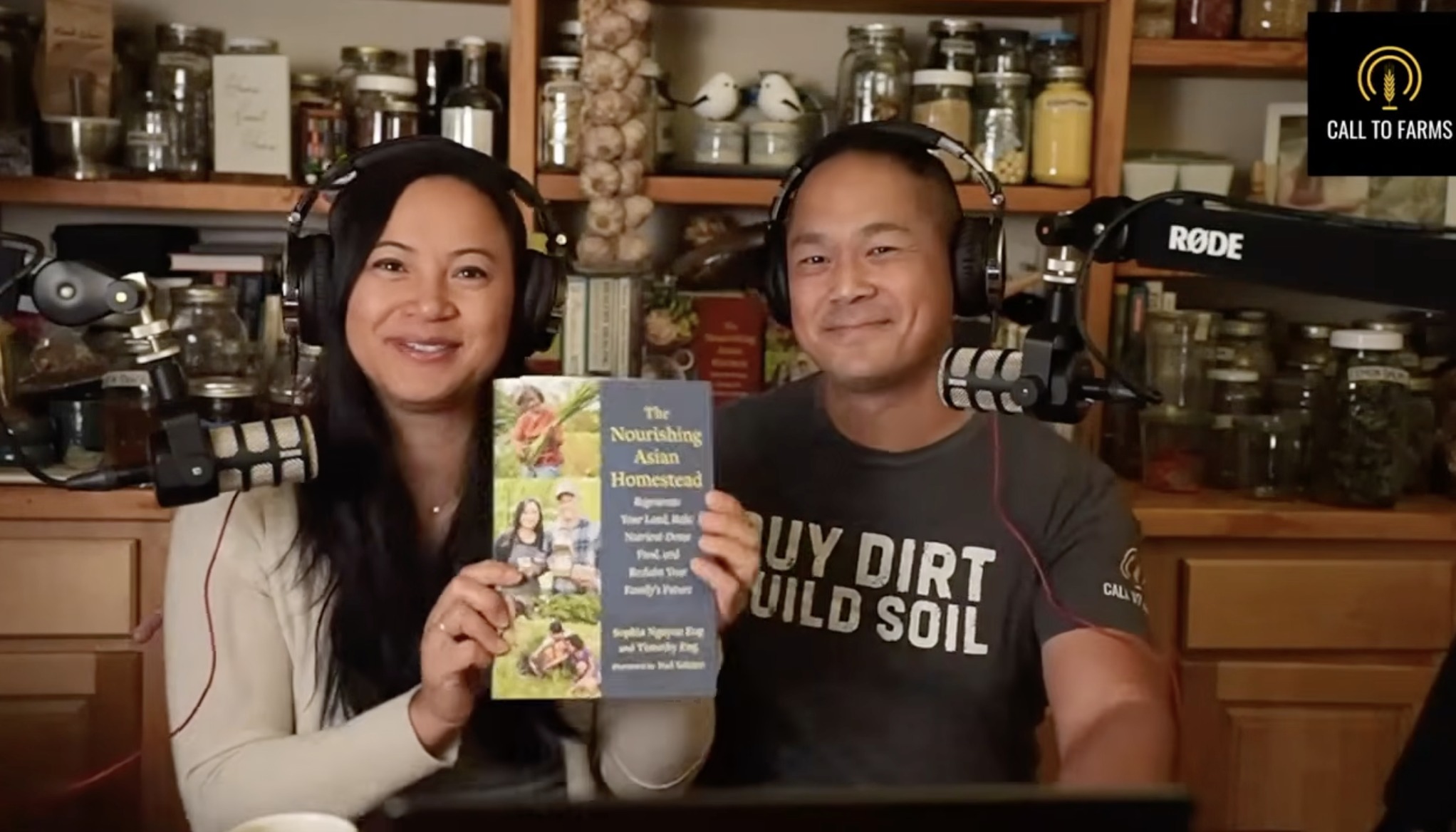 Tim and Sophia Eng holding The Nourishing Asian Homestead book